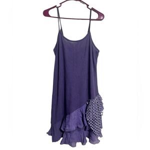 Noelle small medium Purple Tank Top Dress Crochet Ruffles